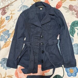 Banana Republic Dark Navy Belted Cotton Trench Jacket